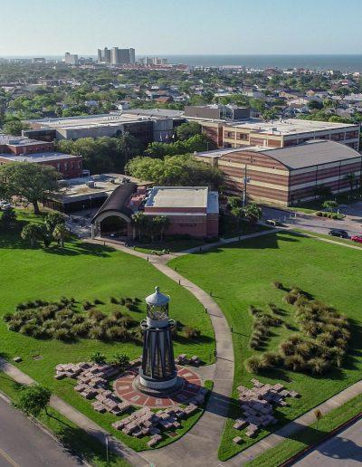 Drone view of main campus 